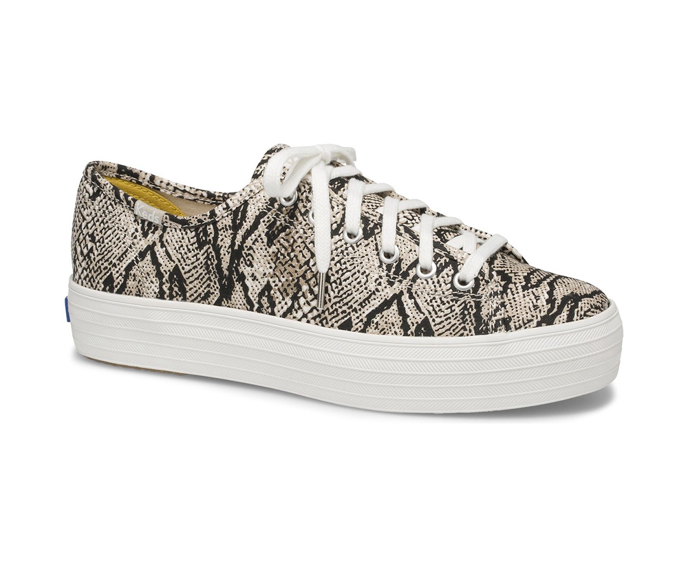 Basket Keds Femme Blanche/Noir - Triple Kick Snake - 701-NLTIMA